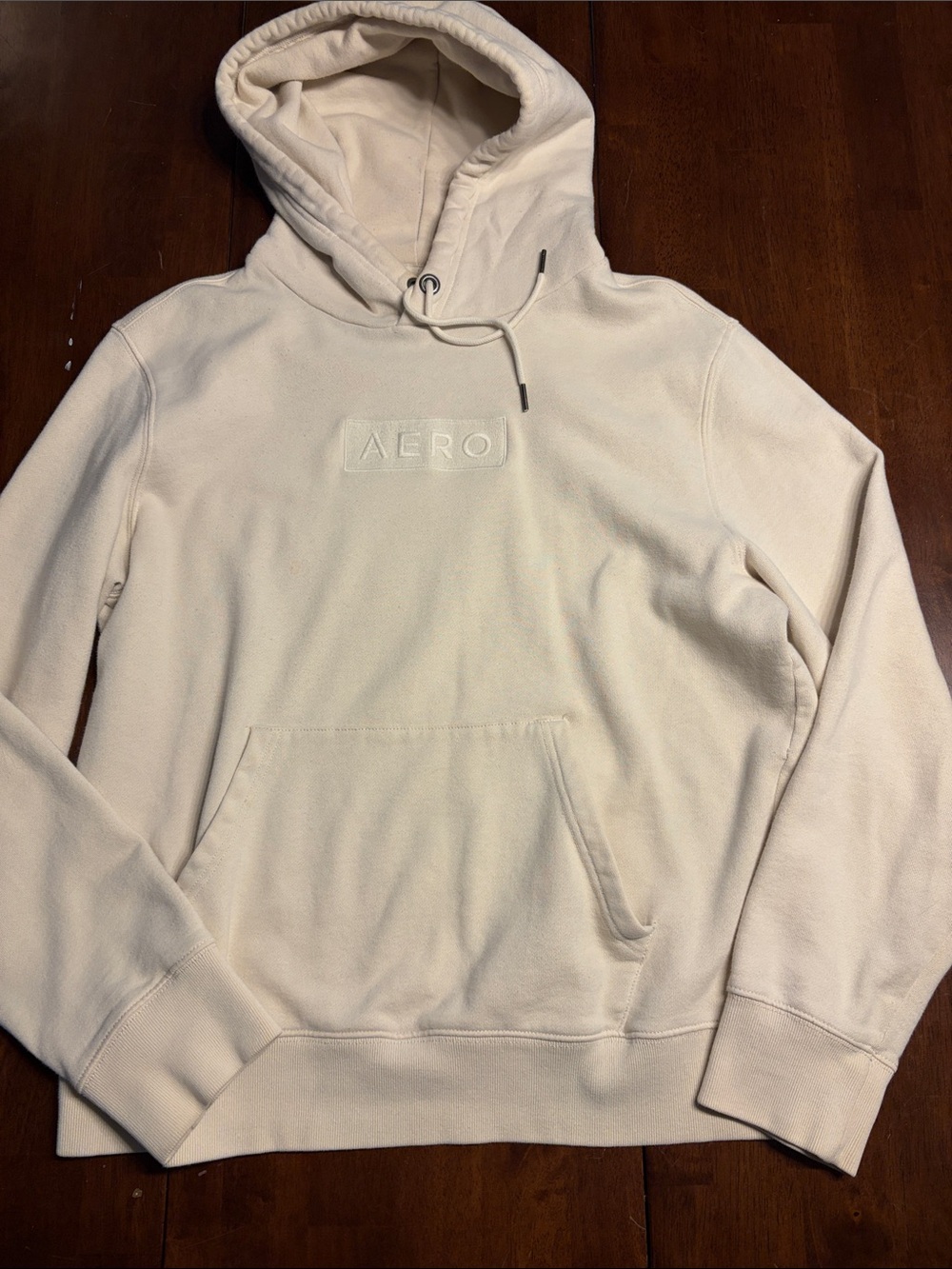 Aeropostale Cream Pullover Hoodie with Embossed AERO Logo
